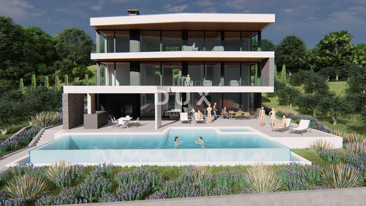 ISTRA, MEDULIN - Gradbeno zemljišče 1. vrsta do morja z izdanim in veljavnim gradbenim dovoljenjem za moderno vilo z bazenom in dvigalom