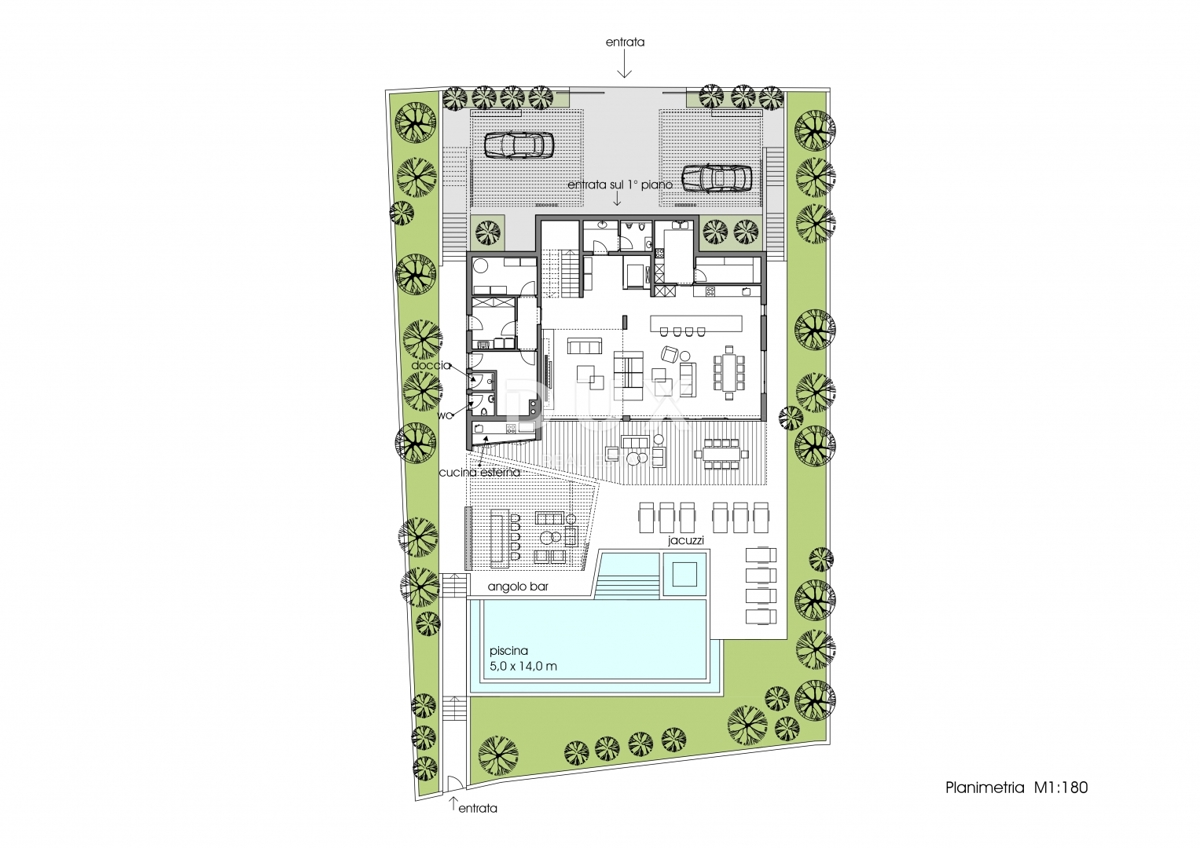 ISTRA, MEDULIN - Gradbeno zemljišče 1. vrsta do morja z izdanim in veljavnim gradbenim dovoljenjem za moderno vilo z bazenom in dvigalom