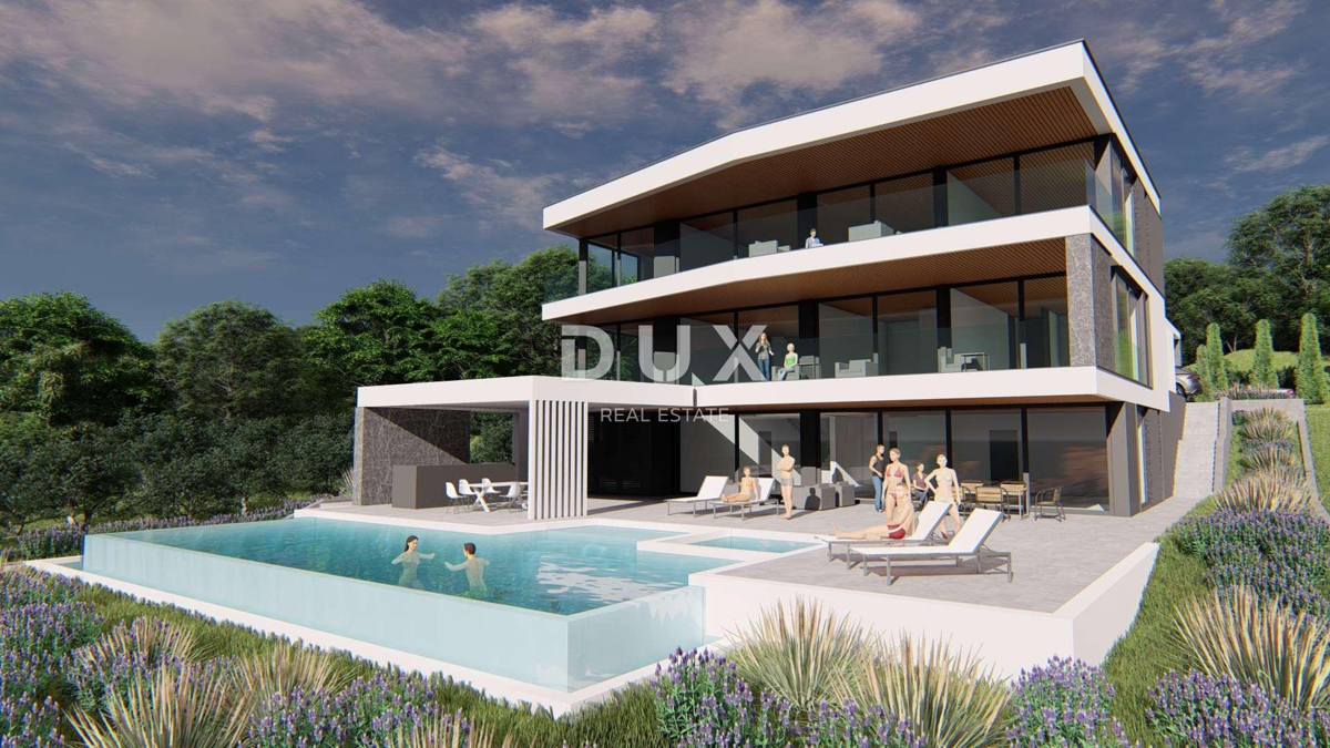 ISTRA, MEDULIN - Gradbeno zemljišče 1. vrsta do morja z izdanim in veljavnim gradbenim dovoljenjem za moderno vilo z bazenom in dvigalom