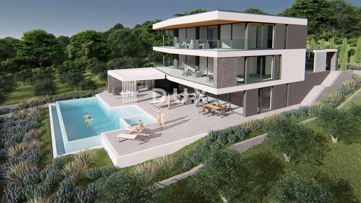 ISTRA, MEDULIN - Gradbeno zemljišče 1. vrsta do morja z izdanim in veljavnim gradbenim dovoljenjem za moderno vilo z bazenom in dvigalom