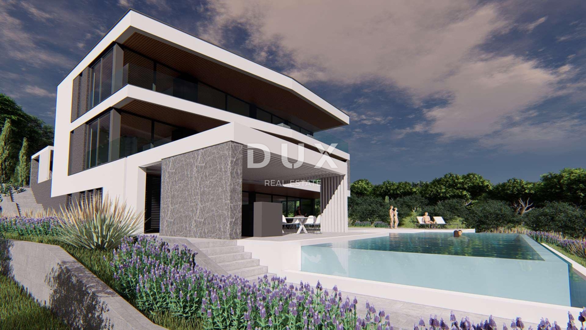 ISTRA, MEDULIN - Gradbeno zemljišče 1. vrsta do morja z izdanim in veljavnim gradbenim dovoljenjem za moderno vilo z bazenom in dvigalom