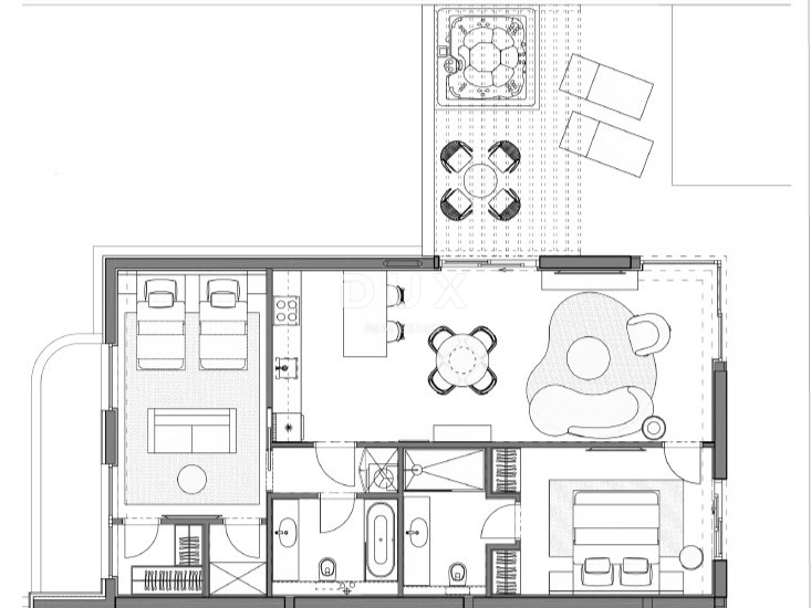 NOVI VINODOLSKI – 77 m² veliko stanovanje v ekskluzivnem letovišču, prva vrsta ob morju z zasebno plažo