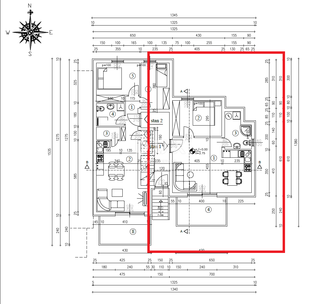 RIJEKA, PEHLIN, PODMURVICE - stanovanje 53,92m2 v novogradnji s pogledom na morje, dnevna soba + 1 spalnica, pritličje - STANOVANJE 1D