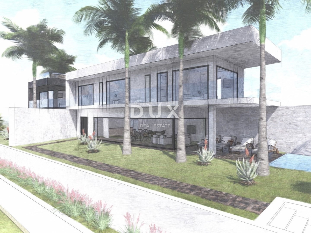 RIJEKA, KOSTRENA - zemljišče s projektom, druga vrsta do morja, za dvojne vile z bazenom