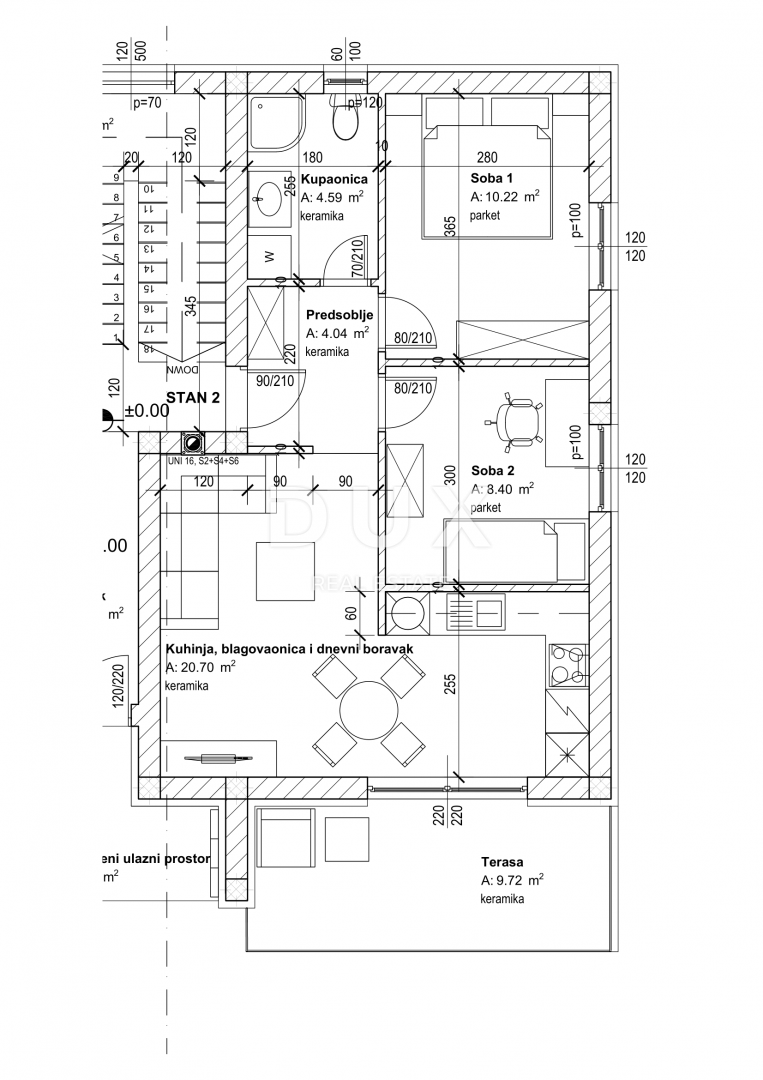 RIJEKA, VIŠKOVO - stanovanje 2. (57 m2) V NOVOGRADNJI 2 S + DNEVNA SOBA, URBANI ZGRADBA VIŠKOVO! PRILOŽNOST!