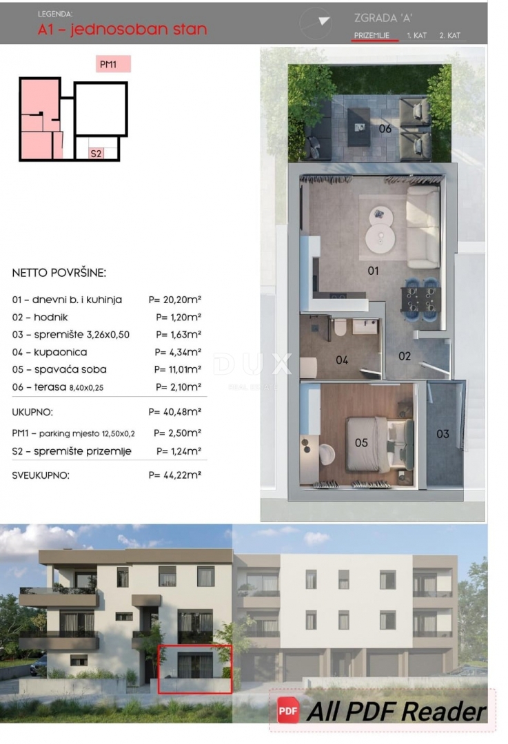 Stanovanje Monvidal, Pula, 54,97m2