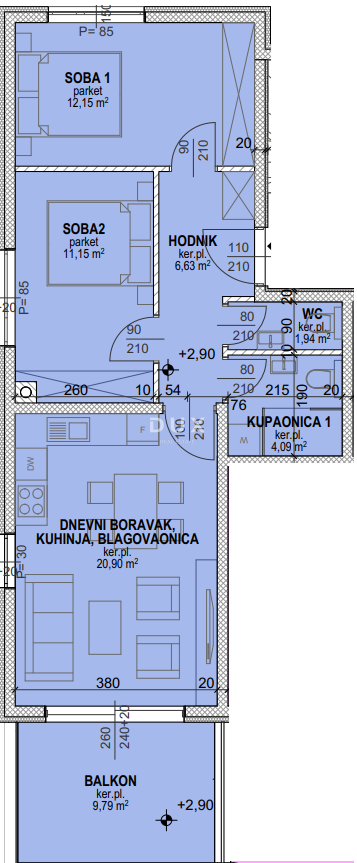 Stanovanje Povljana, 73,40m2