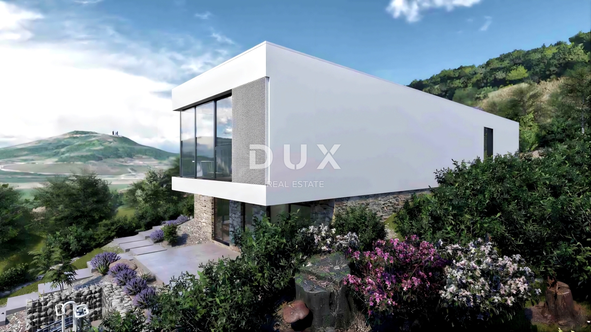 ISTRA, MOTOVUN - Zemljišče z gradbenim dovoljenjem in panoramskim razgledom