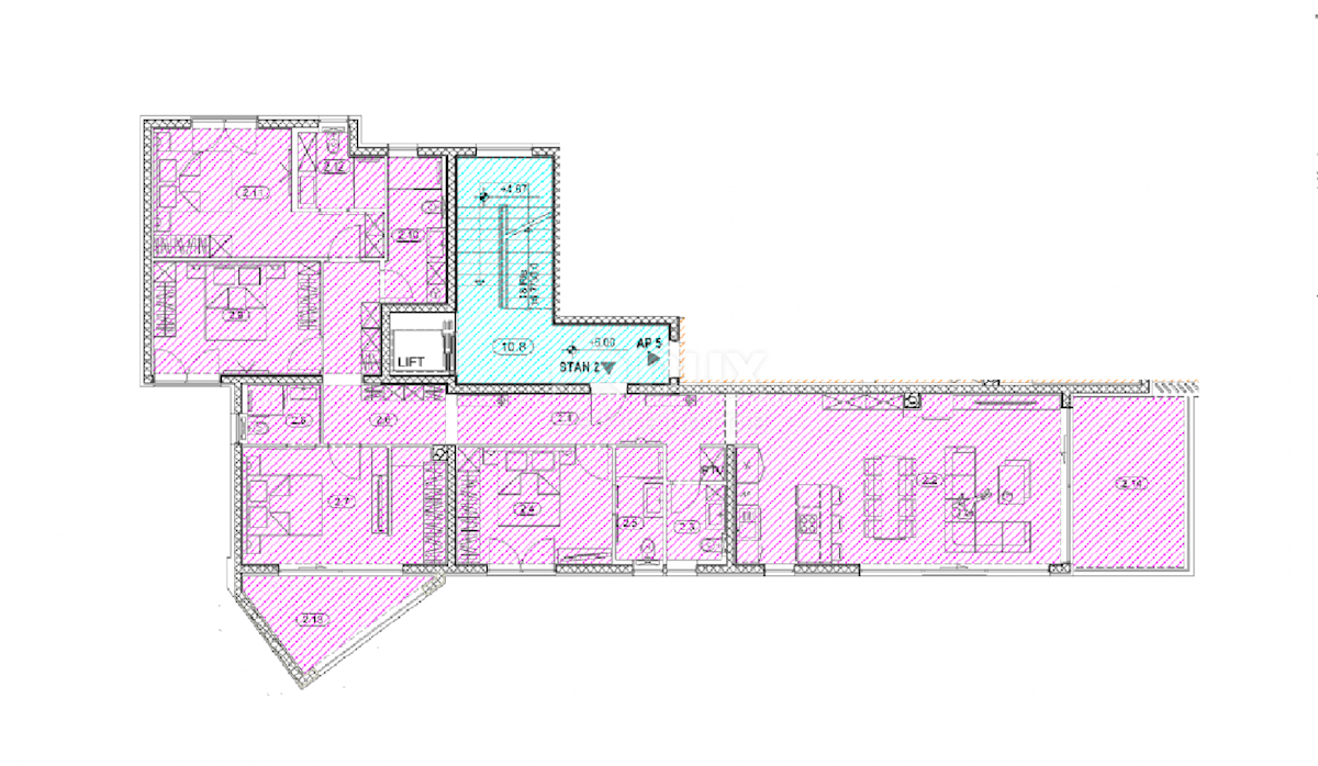 OPATIJA, CENTER - novozgrajeno stanovanje 156,85 m2 s panoramskim pogledom na morje - STANOVANJE 2