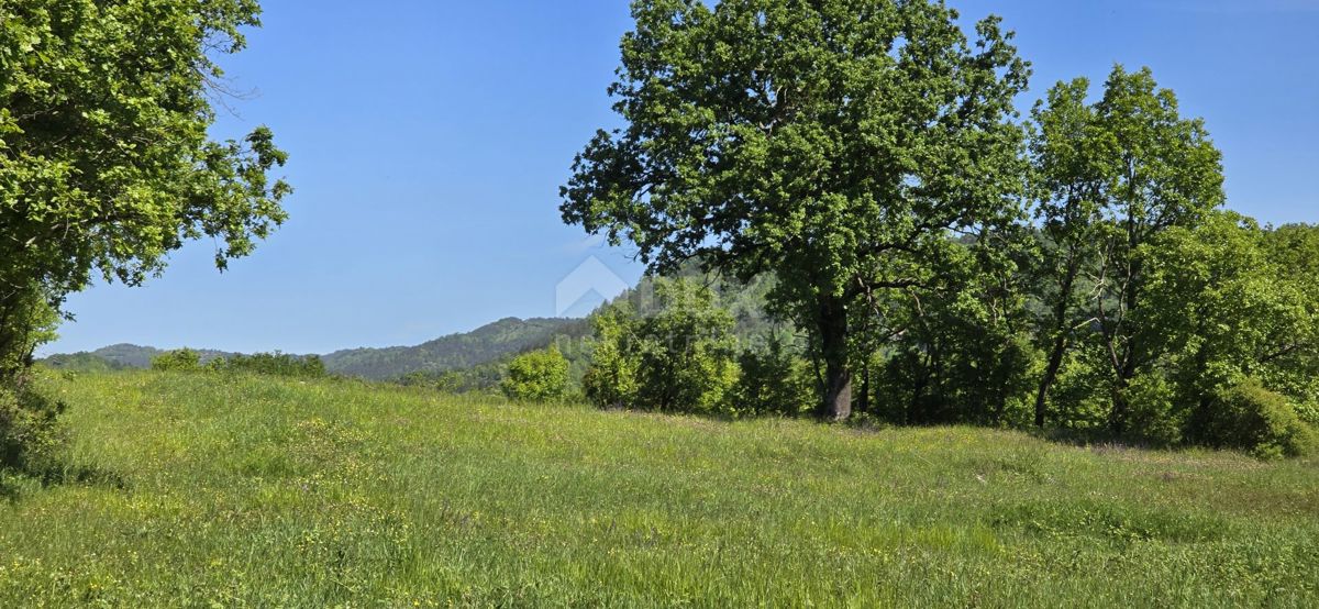 ISTRA, PIĆAN - Zemljišče z gradbenim dovoljenjem in odprtim pogledom na Učko