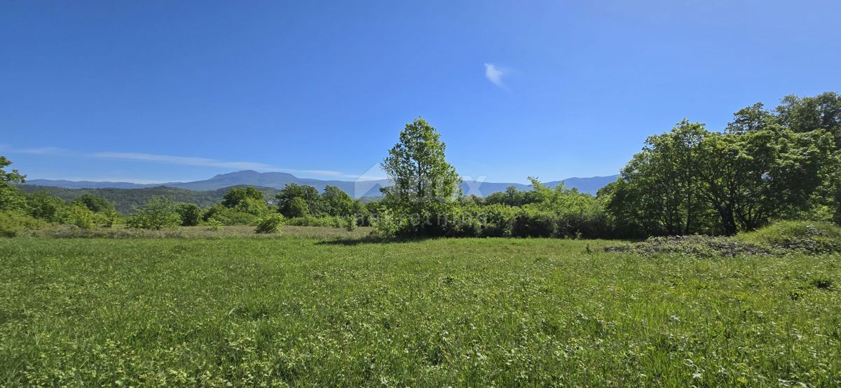 ISTRA, PIĆAN - Zemljišče z gradbenim dovoljenjem in odprtim pogledom na Učko
