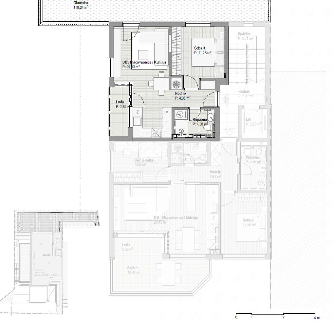 COSTABELLA, BIVIO, KANTRIDA - ekskluzivno stanovanje 43,44 m2, 1. nadstropje, 100 m od morja, čudovit razgled + vrt 118 m2 - APARTMA 3