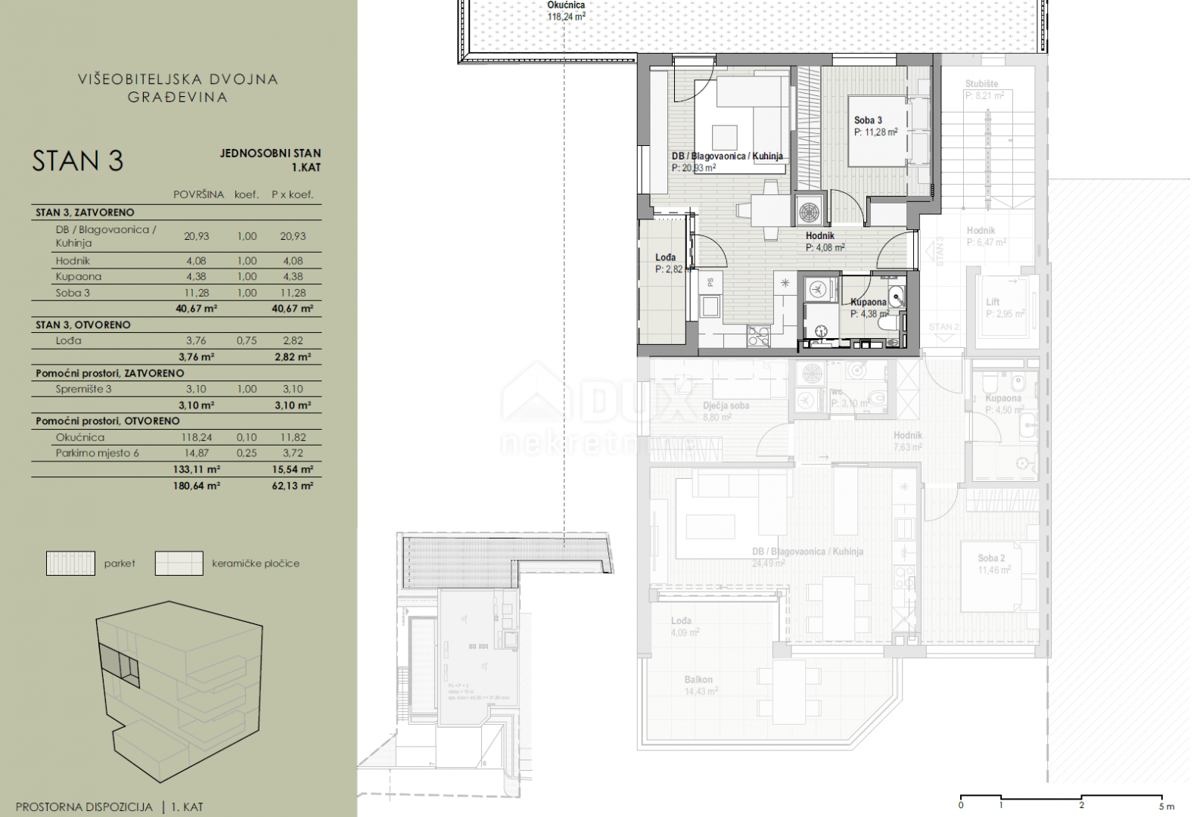 COSTABELLA, BIVIO, KANTRIDA - ekskluzivno stanovanje 43,44 m2, 1. nadstropje, 100 m od morja, čudovit razgled + vrt 118 m2 - APARTMA 3