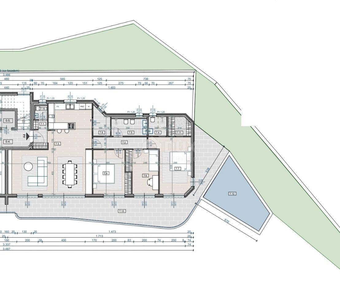 OPATIJA, CENTER - stanovanje 1. nadstropje 190m2 s panoramskim pogledom na morje in bazenom A4