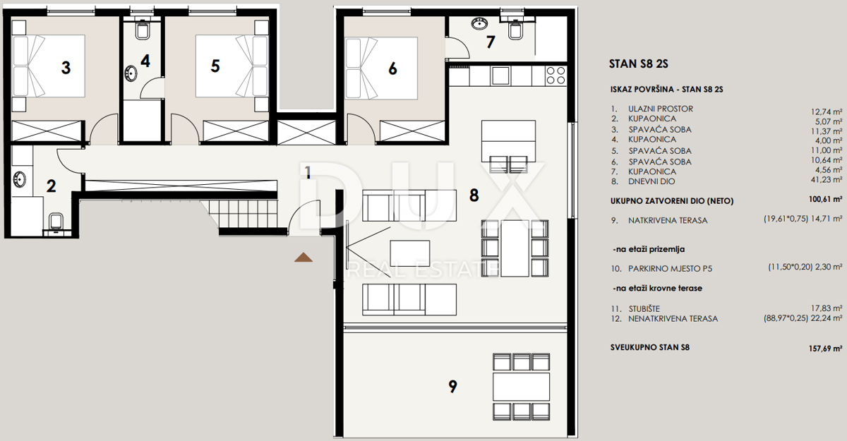ZADAR, PRIVLAKA - Vrhunski penthouse 50 metrov od morja s čudovitim pogledom na morje! S8