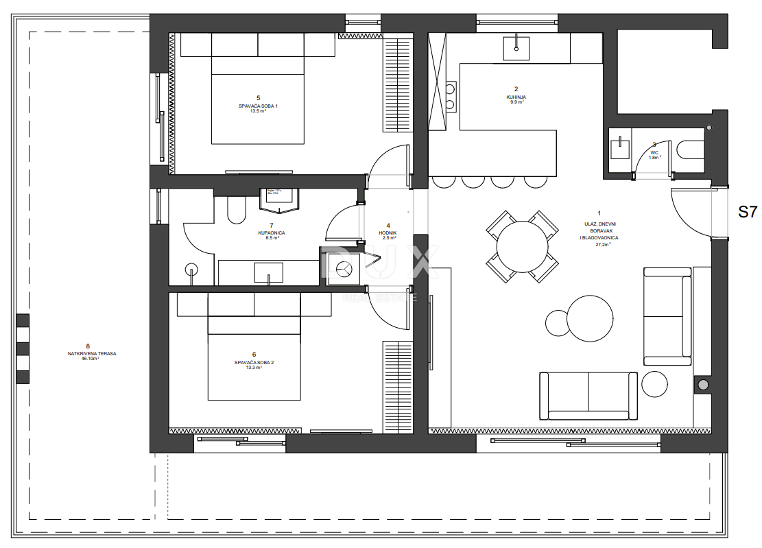 ZADAR, ZATON - Novogradnja z dvigalom 45 metrov od plaže! A7