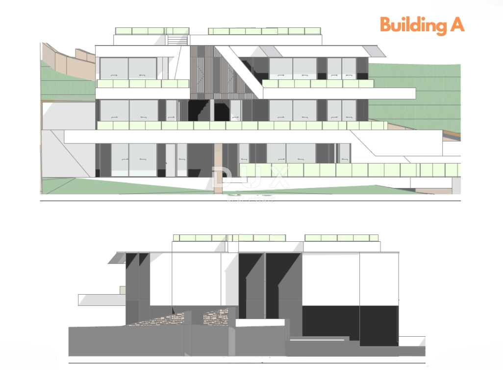 OPATIJA, CENTER - novogradnja - 3 gradbena zemljišča za gradnjo 18 luksuznih stanovanj, vrhunska lega nad centrom