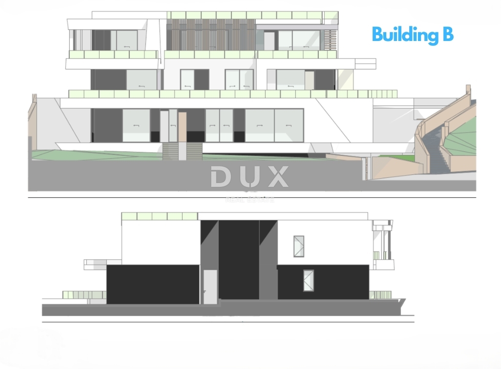 OPATIJA, CENTER - novogradnja - 3 gradbena zemljišča za gradnjo 18 luksuznih stanovanj, vrhunska lega nad centrom