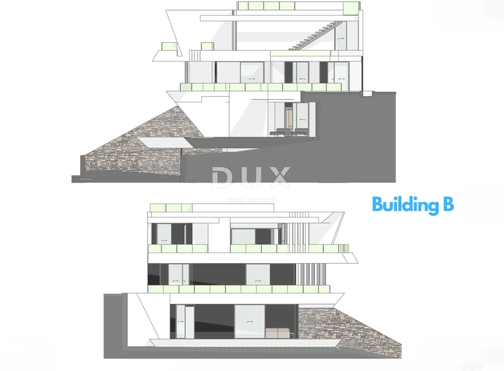 OPATIJA, CENTER - novogradnja - 3 gradbena zemljišča za gradnjo 18 luksuznih stanovanj, vrhunska lega nad centrom