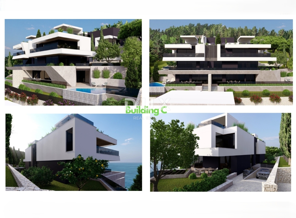 OPATIJA, CENTER - novogradnja - 3 gradbena zemljišča za gradnjo 18 luksuznih stanovanj, vrhunska lega nad centrom