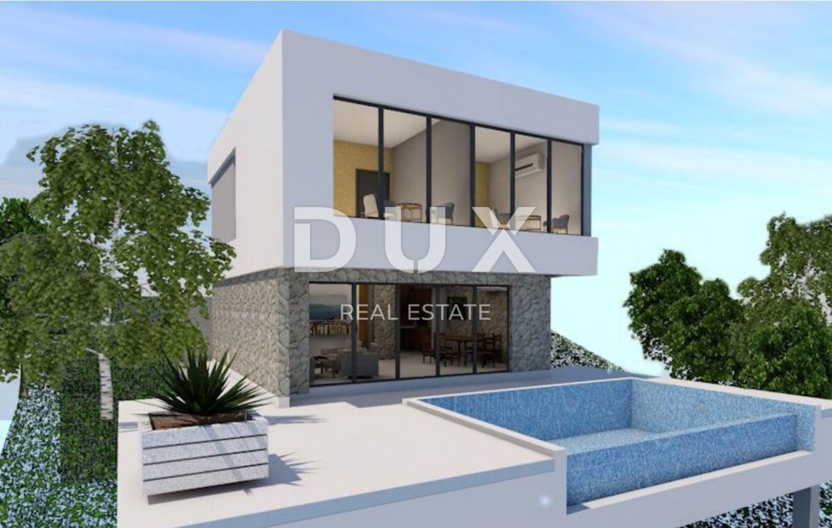 OPATIJA, BRSEČ, NAČINOVIĆI - gradbeno zemljišče 543m2 s projektom za vilo in panoramskim pogledom na morje 