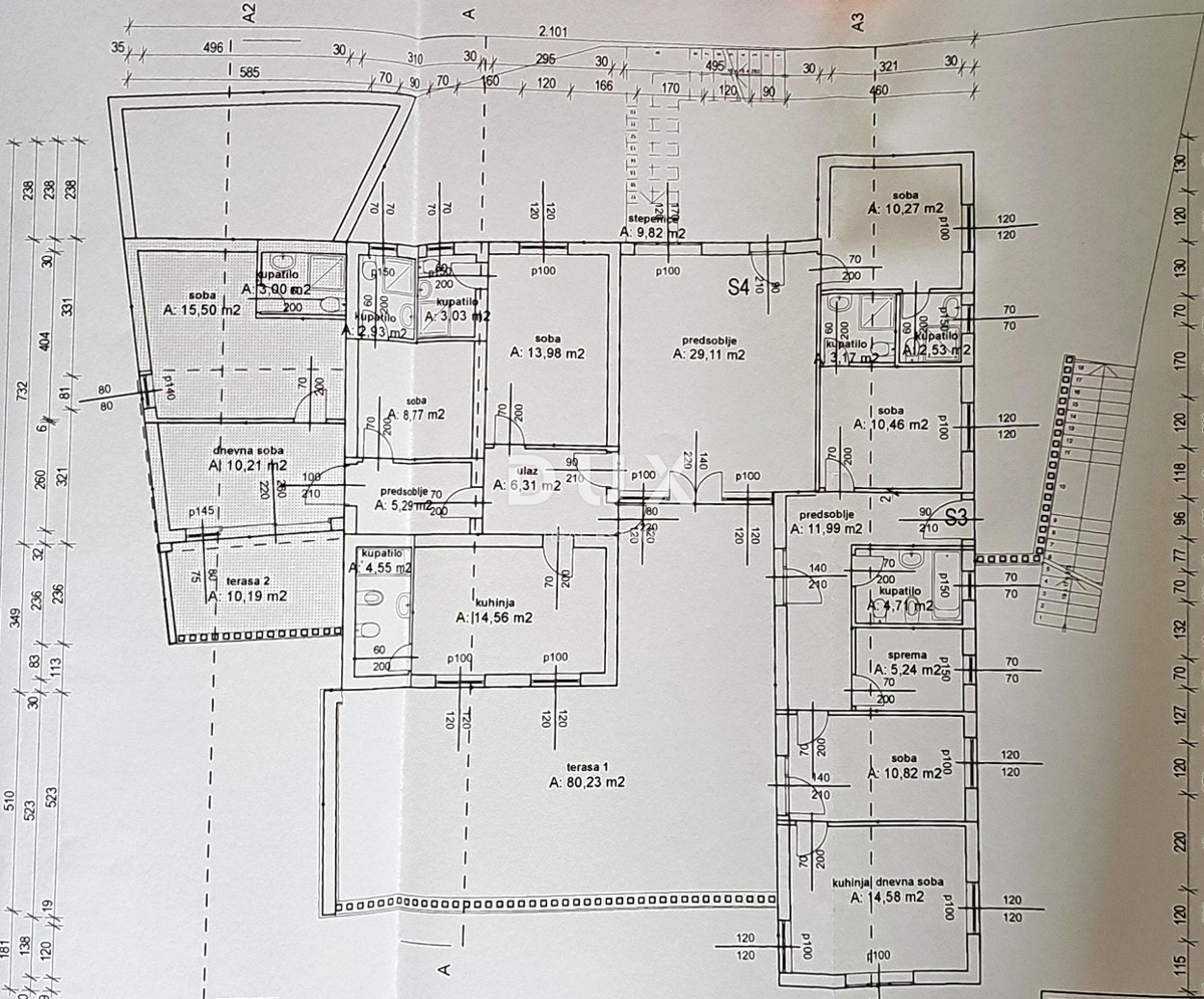 OTOK BRAČ, SUMARTIN - Kamnita apartmajska hiša z garažo, 2. vrsta do morja