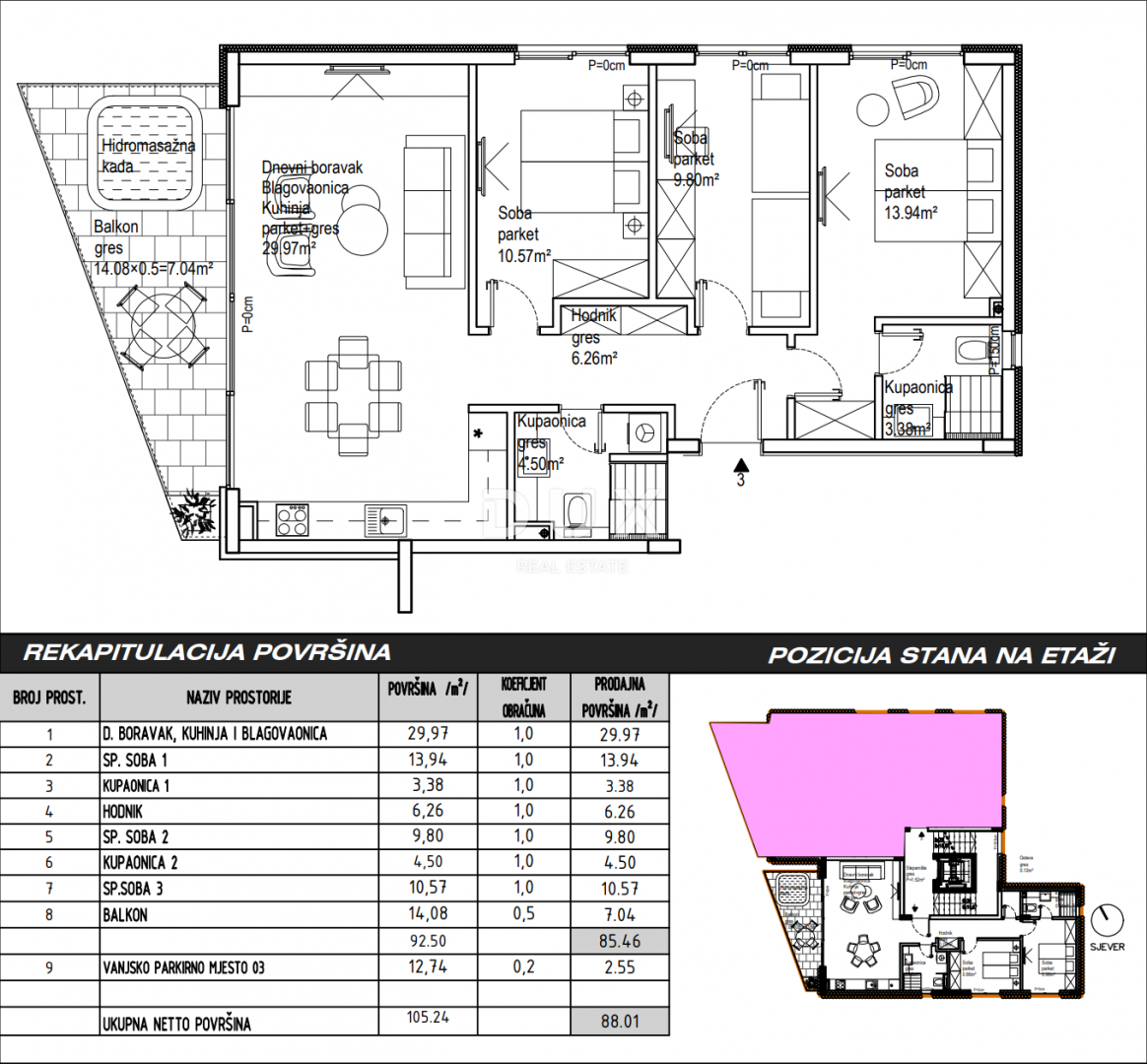 ZADAR, SUKOŠAN - Luksuzno stanovanje v gradnji ob morju S03A
