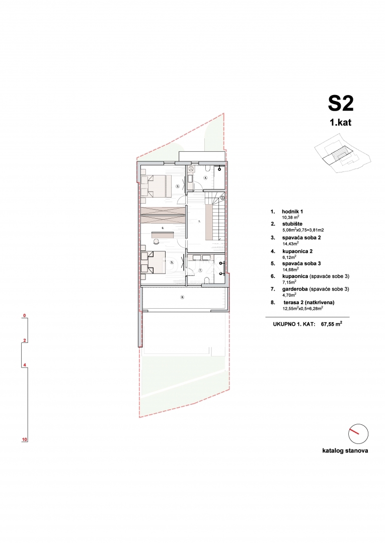 ŠIBENIK, VODICE – Tripleks s strešno teraso, bazenom in razgledom od zgoraj
