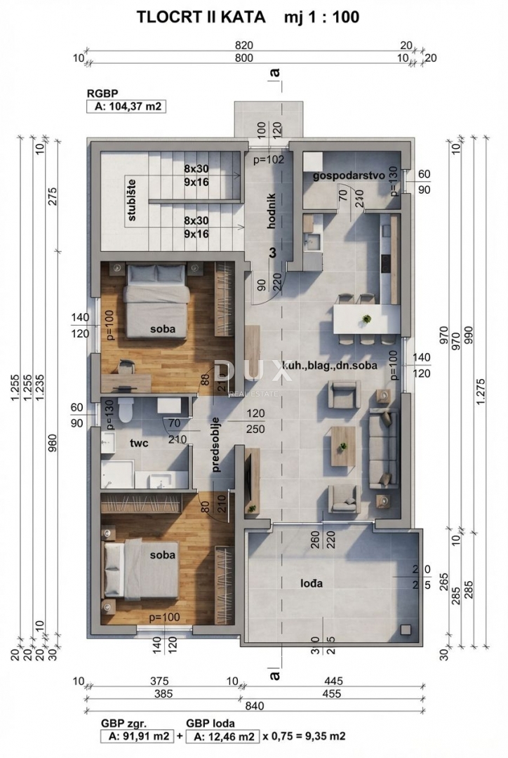 OTOK RAB, KAMPOR - Moderno stanovanje z 2 spalnicama + dnevno sobo v 2. nadstropju novogradnje s parkirnim mestom