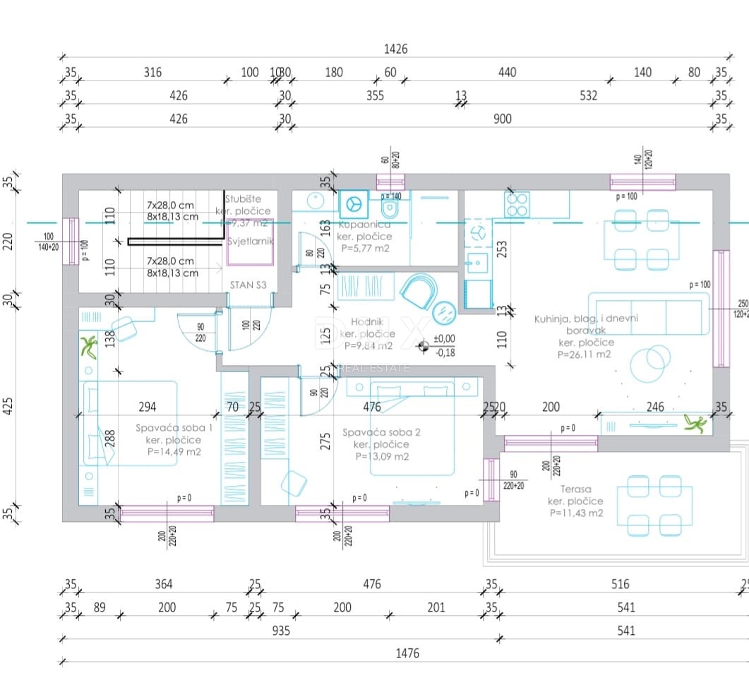 JASENICE, ROVANJSKA - Prostorno stanovanje s pogledom na morje
