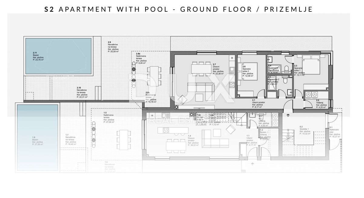 ŠIBENIK, VODICE - Elegantna pritlična oaza z zasebnim vrtom in bazenom, idealna za mirno življenje ob morju
