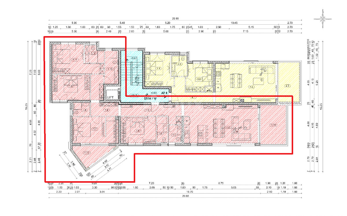 OPATIJA, CENTER - novozgrajeno stanovanje 156,85 m2 s panoramskim pogledom na morje - STANOVANJE 1