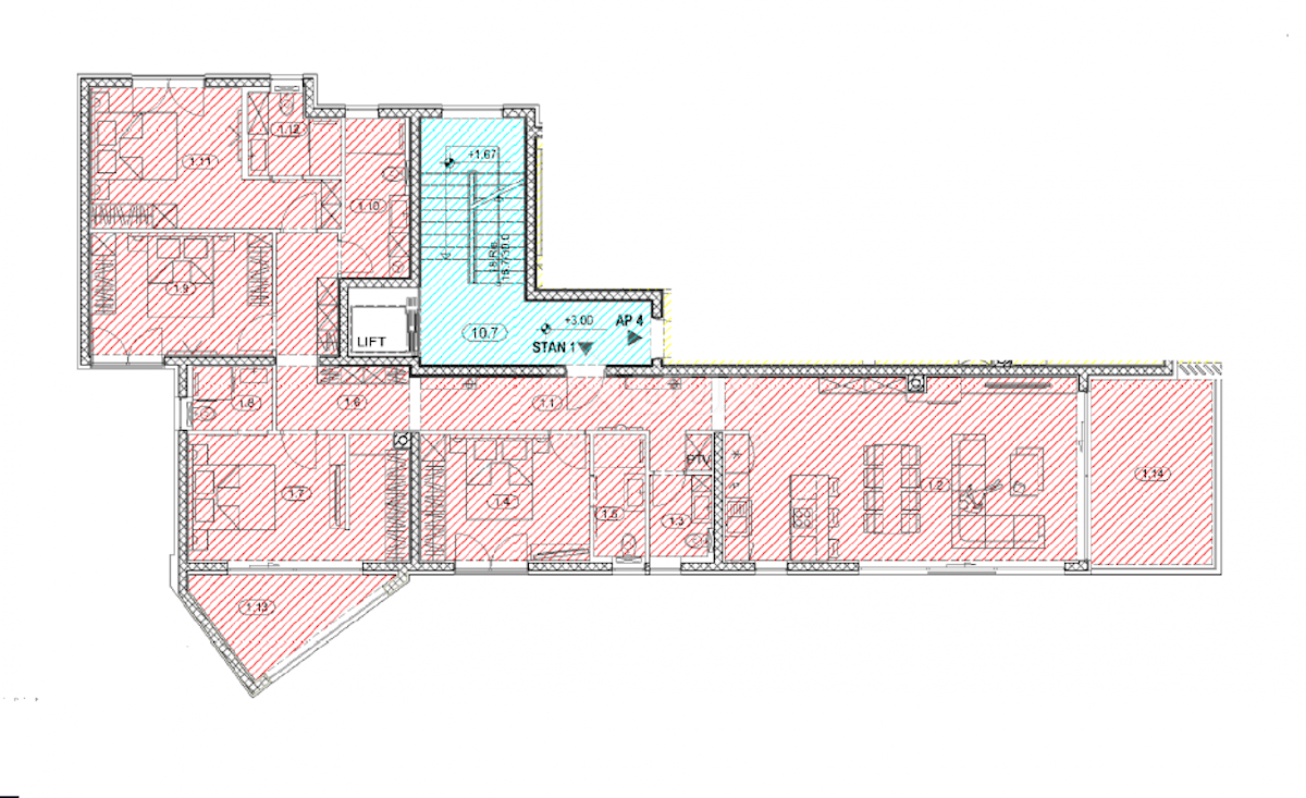 OPATIJA, CENTER - novozgrajeno stanovanje 156,85 m2 s panoramskim pogledom na morje - STANOVANJE 1