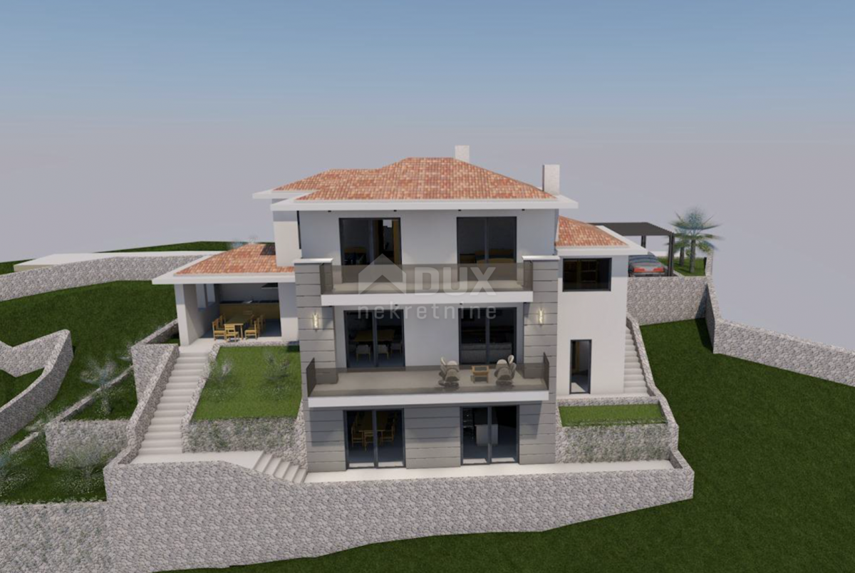 OPATIJA, IČIĆI, ANIČIĆI - gradbeno zemljišče 1520m2 Z LOKACIJSKIM DOVOLJENJEM! s pogledom na morje za gradnjo-apartmaji - apartmaji / družinska hiša / hiša za najem - počitnice z bazenom