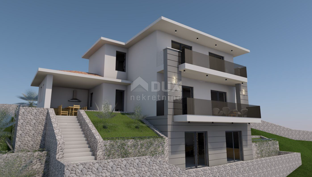 OPATIJA, IČIĆI, ANIČIĆI - gradbeno zemljišče 1520m2 Z LOKACIJSKIM DOVOLJENJEM! s pogledom na morje za gradnjo-apartmaji - apartmaji / družinska hiša / hiša za najem - počitnice z bazenom