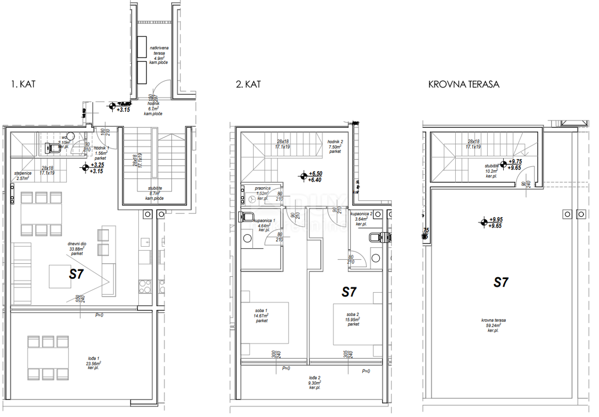 ZADAR, PRIVLAKA - Čudovit dvonadstropni penthouse s prostorno strešno teraso 120 metrov od morja z očarljivim pogledom na morje! S7