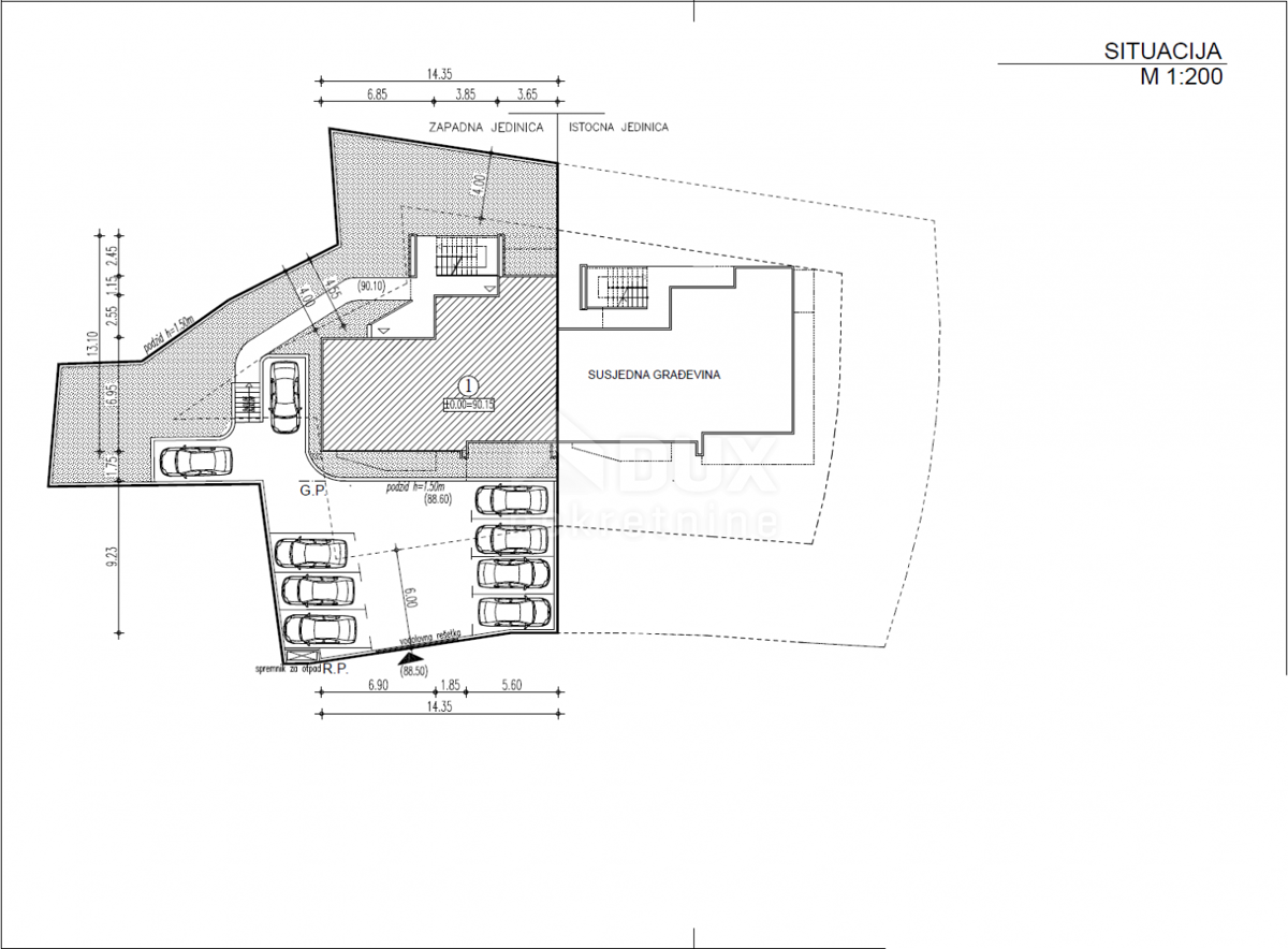 OPATIJA, LOVRAN, IKA - zazidljivo zemljišče 1227m2 Z GRADBENIM DOVOLJENJEM!!! za 12 stanovanj