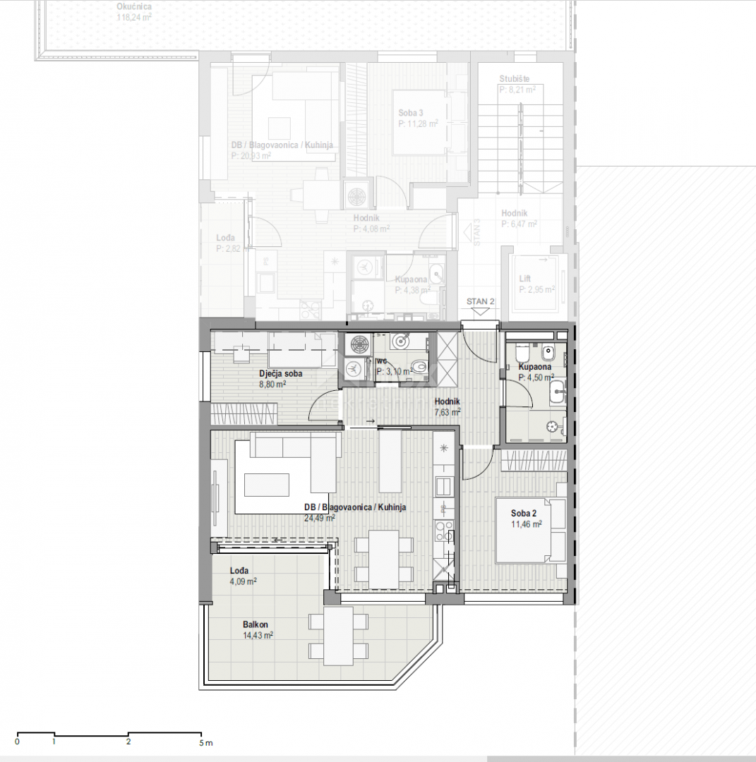 COSTABELLA, BIVIO KANTRIDA - ekskluzivno stanovanje 78,50 m2, 1. nadstropje, 100 m od morja, čudovit razgled - APARTMA 2