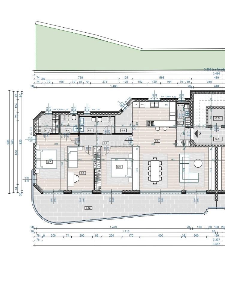 OPATIJA, CENTER - Stanovanje v 1. nadstropju 157m2 s panoramskim pogledom na morje A3