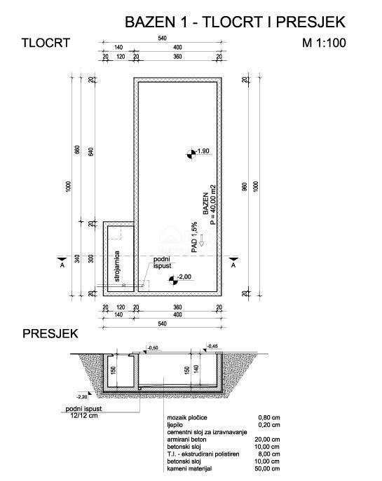 OTOK KRK, BRZAC - Dvojček moderne zasnove z bazenom 40m2