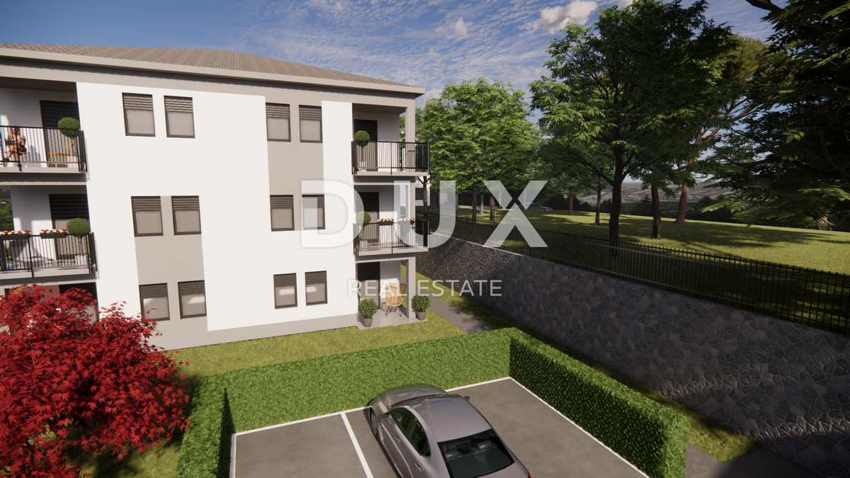 MATULJI, JUŠIĆI, JURDANI - stanovanje 84m2 v novogradnji z dnevno sobo + 2 spalnici in vrtom 