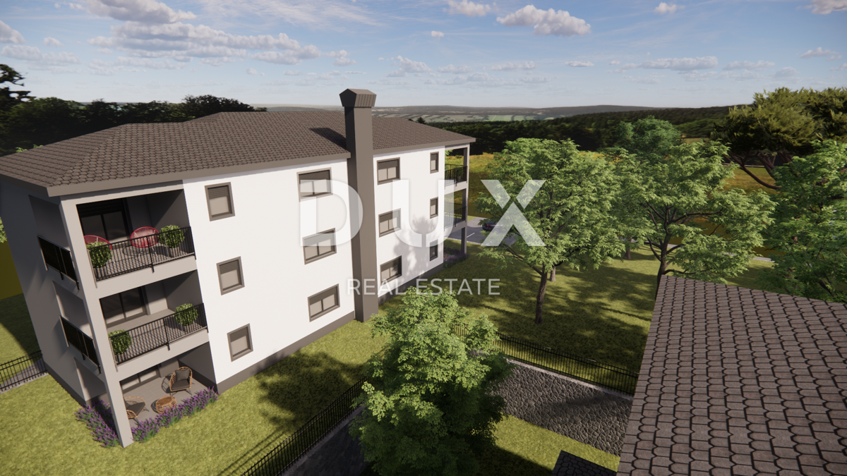 MATULJI, JUŠIĆI, JURDANI - stanovanje 84m2 v novogradnji z dnevno sobo + 2 spalnici in vrtom 