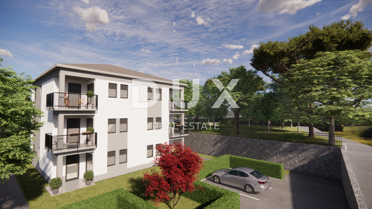MATULJI, JUŠIĆI, JURDANI - stanovanje 84m2 v novogradnji z dnevno sobo + 2 spalnici in vrtom 