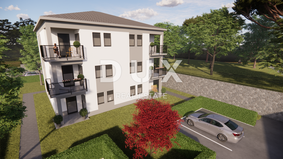 MATULJI, JUŠIĆI, JURDANI - stanovanje 84m2 v novogradnji z dnevno sobo + 2 spalnici in vrtom 