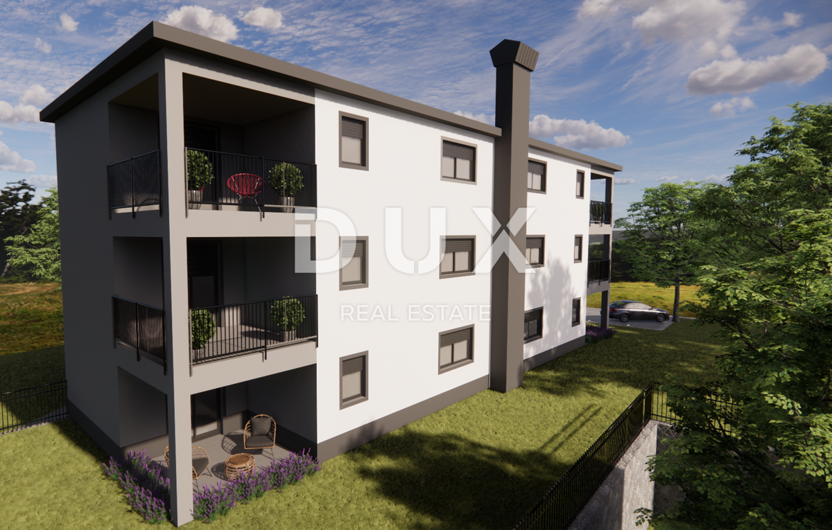 MATULJI, JUŠIĆI, JURDANI - stanovanje 84m2 v novogradnji z dnevno sobo + 2 spalnici in vrtom 