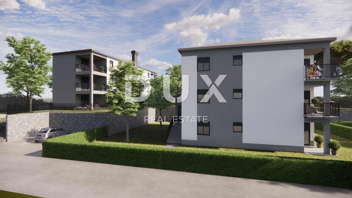 MATULJI, JUŠIĆI, JURDANI - stanovanje 84m2 v novogradnji z dnevno sobo + 2 spalnici in vrtom 
