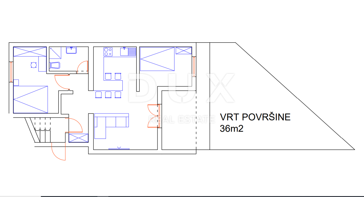 CRIKVENICA - Novo prenovljeno stanovanje z 2 spalnicama in dnevno sobo, zasebnim vrtom in pogledom na morje