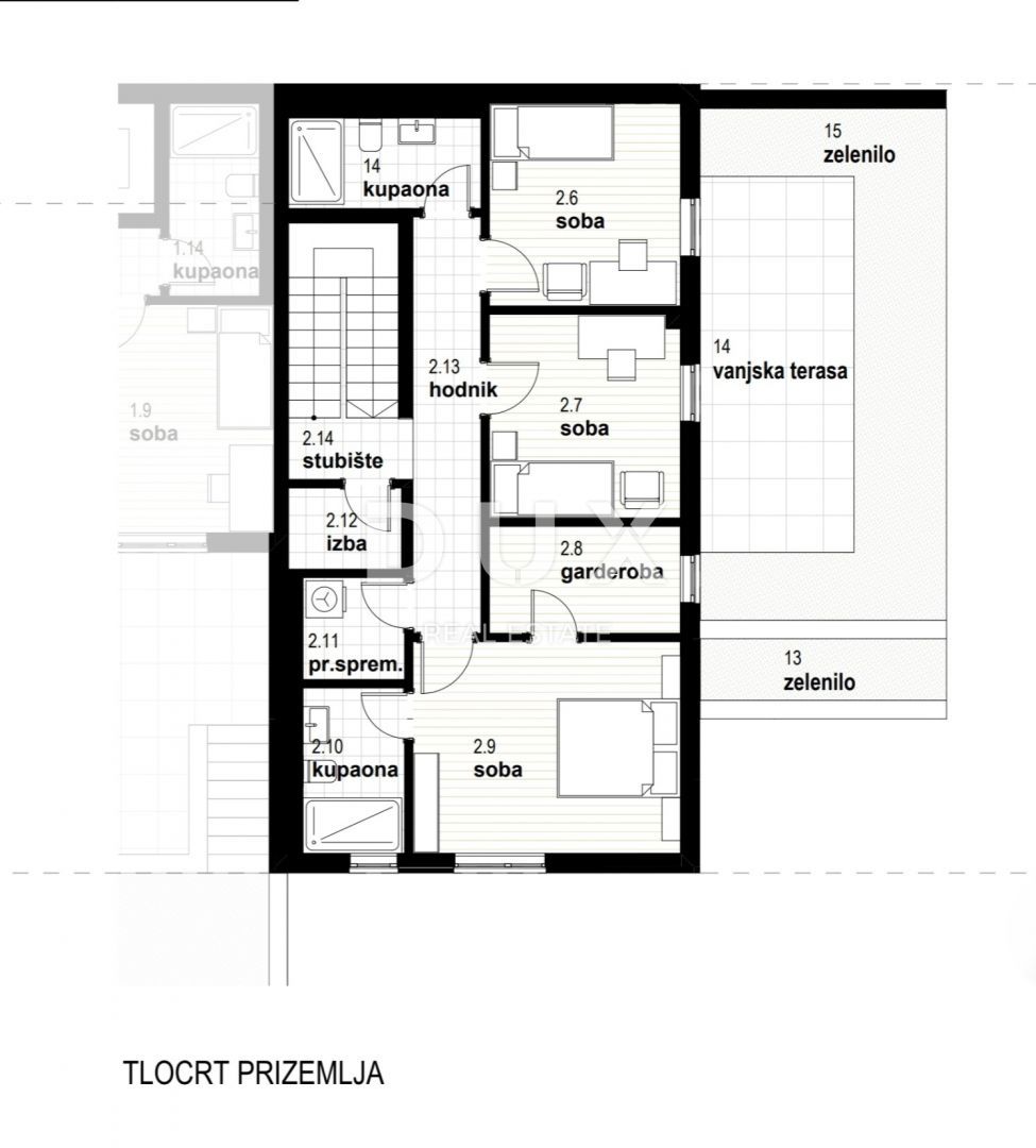 RIJEKA, KOSTRENA - ekskluzivno dvoetažno stanovanje 212,23m2 novogradnja s čudovitim pogledom na morje in bazen + vrt 153,70m2 - S2-C