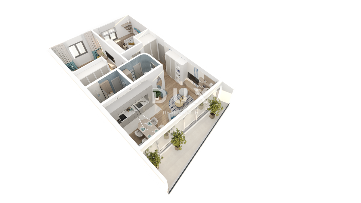 RIJEKA, KANTRIDA - 94m2 veliko stanovanje v luksuzni novogradnji le 250 metrov od morja z garažo in panoramskim pogledom na morje