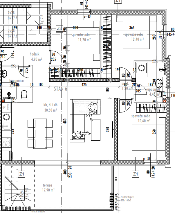 ZADAR, SUKOŠAN - Vrhunski penthouse! Talno ogrevanje, ogrevan bazen, 120 metrov od morja, strešna terasa...! S6